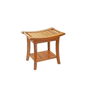 Prix de gros Chaise tabouret de bain en bambou avec étagère Organisateur de rangement pour salle de bain baignoire spa en bois imperméable - Product Image 1