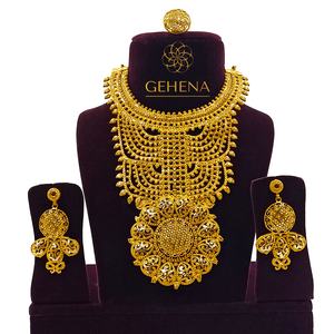 5gm-Conjunto de collar de boda para mujer, aretes y anillo de dedo, chapado en oro de 24K - Product Image 1