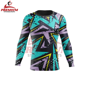 Hombres de manga larga Rash Guard Color sólido de secado rápido transpirable Fitness Wear cómodo para la venta - Product Image 6