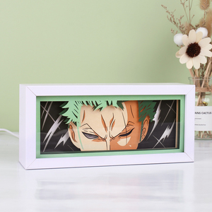 Vente chaude cadeau de noël <span class=keywords><strong>Tiktok</strong></span> papier découpé personnage d'anime Roronoa Zoro bricolage Papercraft sculpté bandes de Led papier découpé boîte à lumière - Product Image 3