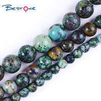 Perles de pierre turquoise africaine naturelle véritable Bestone 4 mm 6 mm 8 mm pour la fabrication de bijoux