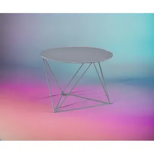 Elegante y moderna mesa de centro de metal de color plateado con tapa de té Muebles de sala de estar elegantes para el hogar Hotel o restaurante - Product Image 2