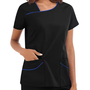 Ensemble d'uniformes médicaux d'hôpital sur mesure de haute qualité en tissu tissé à manches courtes pour infirmières - Product Image 2