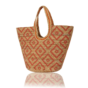 Eco-Friendly Vintage Bohemian Fashion Straw Tote Bag Open Top <b>Red</b> Black Women's Beach Shopping <b>Handbag</b> - Product Image 4
