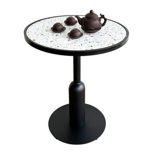 CFD68143 Round <b>Coffee</b> <b>Table</b> 60x60x75cm Minimalist Style Iron <b>Legs</b> and Durable Ceramic Top <b>for</b> Living Room Furniture - Product Image 1