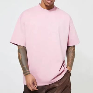 เสื้อยืดผ้าฝ้าย100% สำหรับผู้ชายขนาดใหญ่กว่าปกติ300 GSM heavyweight แบบเรียบๆคอปาดไหล่ลายตัวอักษรกำหนดได้เอง - Product Image 1