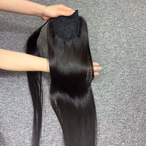 Tupé de pelo negro crudo de pelo virgen de alta calidad de cola de caballo para mujeres negras un donante - Product Image 4