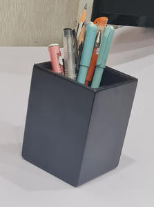 Black PU Leather Square <b>Pen</b> Stand and Stationery <b>Holder</b> High Quality Durable <b>for</b> Office and Home <b>Desk</b> - Product Image 3