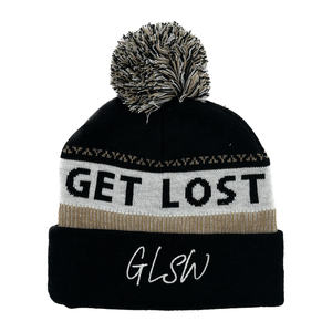 High Quality Custom Embroidered Logo Unisex Jacquard Knitted <b>Beanie</b> <b>Pom</b> <b>Pom</b> <b>Beanie</b> Hats - Product Image 4