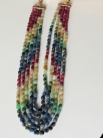 Collier en pierre multi-Maniya de la montagne rouge, 6,4 mm à 9,7 mm, longueur de 20 pouces, 5 brins, 738,20 carats