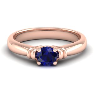 Anillo Solitario de Plata de Ley 925 con Moissanita, Corte Redondo, 0.5 Quilates, Gema de Zafiro Azul, Joyería para Mujer, Precio al por Mayor REYES - Product Image 1