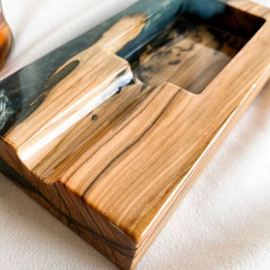 Cenicero de madera y resina epoxi de forma cuadrada de diseño moderno, logotipo de Color personalizado, portátil para interiores y exteriores, novedad - Product Image 4