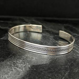 Handmade 925 Sterling <b>Silver</b> Patterned <b>Cuff</b> <b>Bracelet</b> Adjustable Men's Fashion Accessory Christmas Day Gift - Product Image 2