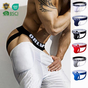 Perizoma Sospensorio da Uomo All'ingrosso Sexy Firmato con Fascia in Vita a Lettere a Vita Bassa e Retro Aperto Lingerie Erotica da Gay Clubwear - Product Image 1