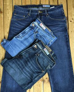 Pantalon en denim pour homme, coupe droite, taille mi-haute, tricoté de haute qualité, 100% coton, écologique, léger, uni, hiver - Product Image 1