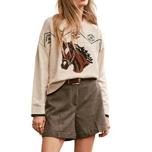 <b>Women's</b> Vintage Style Cotton Polyester Pullover <b>Sweater</b> Custom <b>Knit</b> Winter Tops Embroidery Button Decor Front Quick Dry USA - Product Image 4