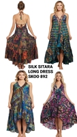 Robe longue élégante pour femme, style bohème, en soie écologique, avec sequins, silhouette fluide, taille naturelle, idéale pour les soirées