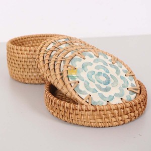 Posavasos de ratán tejido a mano con Incrustaciones de nácar posavasos de ratán redondo para bebidas de Vietnam - Product Image 2