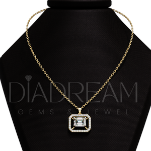 Collier exclusif en argent sterling 925 Moissanite VVS Clarity Emerald Cut pour femme Dernier anniversaire de fête de mariage - Product Image 1