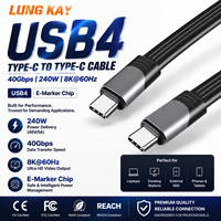 Câble USB4 PD3.1 240W 40 Gbps Haute Vitesse FPC Plat Flexible Type C vers C Court 5 Pouces pour MacBook Pro et Station d'Accueil SSD