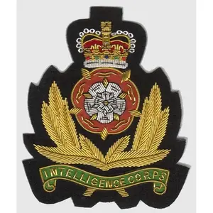 hand made embroidery gold wire crest emblem intelligence corps blazer badge Best Price Custom Design Embroidery Badge