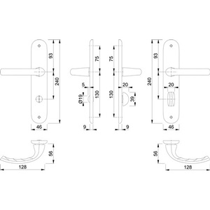 Tky 1710/273P Aluminium F1 SK/OL 78 mm DIN Left/Right HOPPE Long <b>Plate</b> Set Premium <b>Door</b> <b>Plates</b> - Product Image 3