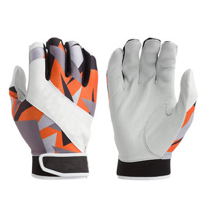 BRANIS SPORTS Adult Full Finger Baseball Gloves Leather Non-Slip Hook Loop Closure <b>White</b> Orange Gray All Seasons Infield - Product Image 1