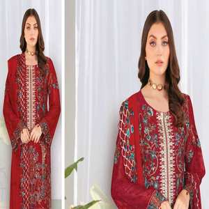 Elegante Salwar Kameez de 3 Piezas para Mujer, Alta Calidad, Vestido de Chifón con Bordado Intenso, Especial para Bodas, Multicolor, Estilo Indio-Pakistaní - Product Image 3
