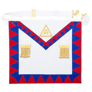 Vintage LAFSCO USA Free Mason Masonic Presentation <b>Apron</b> Banner Ornate RED <b>WHITE</b> - Product Image 5