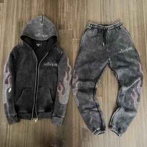 Chándal acampanado de invierno del fabricante de ropa personalizada, Sudadera con capucha y forro polar, conjuntos de dos piezas transpirables, logotipo personalizado de talla grande XL - Product Image 2