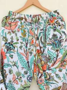 Ropa de dormir India hecha a mano de algodón 100% para mujer, elegante traje de paseo por la mañana con estampado Floral para vacaciones de verano, otoño y primavera - Product Image 2