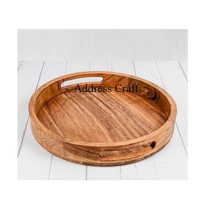 Plateau de service en bois d'acacia fait à la main de dernière génération pour la restauration, plateau de service pour le petit-déjeuner, best-seller, plateau à café ovale en bois - Product Image 4