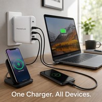 Chargeur mural rapide PowerLot 100W GaN 4 ports Type-C PD 2C2A 5V/3A, adaptateur de charge rapide en gros pour MacBook, ordinateur portable, téléphone