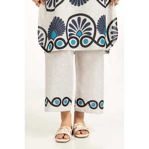 ชุดเซ็ตเสื้อผ้าฝ้ายสีขาวพิมพ์ลายแนวตั้งลำลองสำหรับผู้หญิง ไซส์ XS/XS สำหรับชุดฤดูใบไม้ผลิ/ฤดูร้อน ชุด 2 ชิ้น - Product Image 6