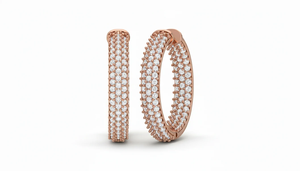 Three Row <b>Diamond</b> Huggies Earrings For Women Featuring Brilliant Sparkle And Elegant Design For Daily Wear And Special Occasions - Product Image 4