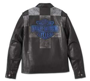 Chaqueta de cuero convertible de acero azul Harley Davidson - Product Image 2