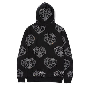 Nouveau sweat à capuche strass personnalisé pour hommes poids lourd 100% coton coupe et coudre sweat à capuche imprimé pull hommes sweats à capuche strass - Product Image 3