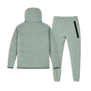 <b>Mens</b> Tech Fleece Windrunner Full-Zip Hooded Jacket and Joggers Tracksuit Sweatsuit Sage <b>Green</b> Athletic Training Activewear Set - Product Image 2