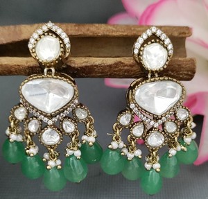 Fashionabl's Trending Moissanite Kundan Boucles d'oreilles pendantes SKU AE 178 DI/C1 - Product Image 2