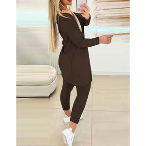 Ensemble trois pièces en crêpe à manches longues pour femme, 30416 - Café - Product Image 3