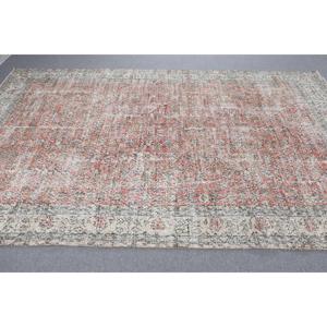 Tapis vintage, grand tapis de 6,1 x 9,6 pieds, tapis turc en laine abstrait rouge - Product Image 3