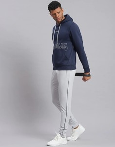 Sweat à capuche d'hiver pour homme bleu marine de haute qualité, à manches longues, personnalisé ODM, en polyester/coton, avec design imprimé, en polaire supérieure - Product Image 2