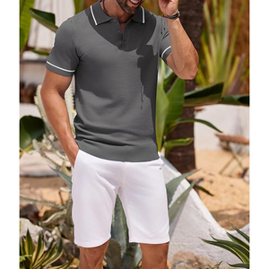 T-shirt polo en polyester de haute qualité pour hommes à la mode T-shirt homme à manches courtes personnalisé Polo style d'été avec motif solide - Product Image 3