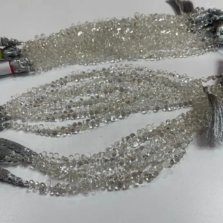 Natürliche Goshenite Edelsteine Farblose Beryl Tear Drop Form Glatte einfache Perlen für die Armband herstellung Bulk-Produkt