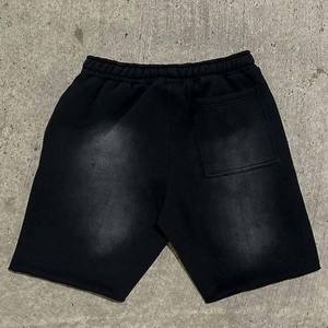 Shorts de jogging streetwear personnalisés avec logo imprimé, 100 % coton, ourlet brut vieilli, coupe brute, délavage acide, haute qualité, vente en gros - Product Image 2