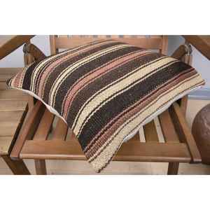 Beige Kilim Wool Pillow 18x18 Inch Luxury Accent Pillow Vintage <b>Fluffy</b> Pattern Rustic Print Feather for Christmas <b>Bedding</b> - Product Image 4