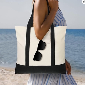 Bolsa de lona de algodón grueso ecológica con logotipo personalizado, bolsa de compras duradera reutilizable con mango de moda, regalo de almacenamiento - Product Image 4