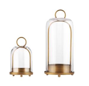 Bougeoir rond en métal doré avec cylindre en verre Plateau de table Salon Décoration intérieure Meilleure vente - Product Image 2