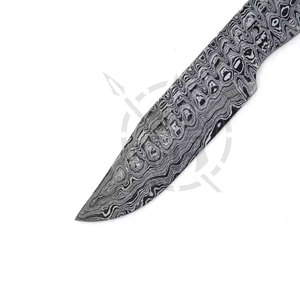 Couteau de chasse à lame vierge en acier Damas de haute qualité, fait main sur mesure - DIY, personnalisable OEM, manches en acier, pointe de lance - Product Image 5