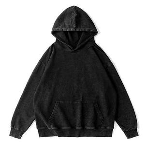 Men's Oversized Acid Wash Hoodie Vintage <b>French</b> Terry Cotton Fleece Sweatshirt Embroidered Logo Pullover Streetwear for Winter - Product Image 2